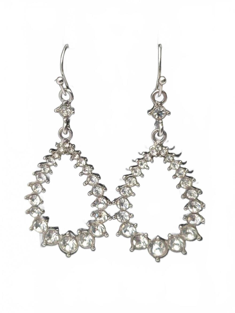 Rhinestone Teardrop Dangle Earrings 2"